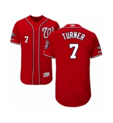 Men's Washington Nationals #7 Trea Turner Red Alternate Flex Base Authentic Collection 2019 World Series Champions Baseball Jersey