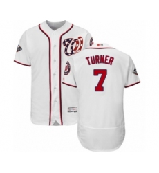 Men's Washington Nationals #7 Trea Turner White Home Flex Base Authentic Collection 2019 World Series Bound Baseball Jersey