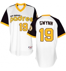 Men's Majestic San Diego Padres #19 Tony Gwynn Replica White 1978 Turn Back The Clock MLB Jersey