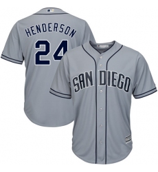 Men's Majestic San Diego Padres #24 Rickey Henderson Authentic Grey Road Cool Base MLB Jersey