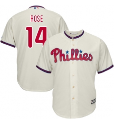 Youth Majestic Philadelphia Phillies #14 Pete Rose Authentic Cream Alternate Cool Base MLB Jersey
