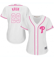Women's Majestic Philadelphia Phillies #29 John Kruk Replica White Fashion Cool Base MLB Jersey