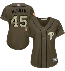 Women's Majestic Philadelphia Phillies #45 Tug McGraw Authentic Green Salute to Service MLB Jersey