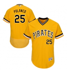 Men's Majestic Pittsburgh Pirates #25 Gregory Polanco Gold Alternate Flex Base Authentic Collection MLB Jersey