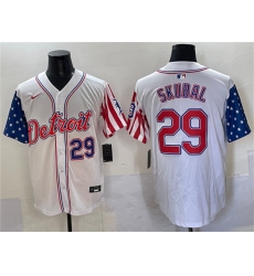 Men's Detroit Tigers #29 Tarik Skubal White 2025 Memorial Day Vapor Premier Limited Stitched Baseball Jersey