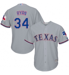 Youth Majestic Texas Rangers #34 Nolan Ryan Authentic Grey Road Cool Base MLB Jersey