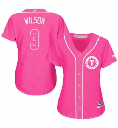 Women's Majestic Texas Rangers #3 Russell Wilson Replica Pink Fashion Cool Base MLB Jersey