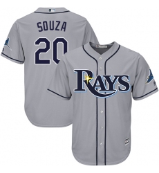 Youth Majestic Tampa Bay Rays #20 Steven Souza Replica Grey Road Cool Base MLB Jersey