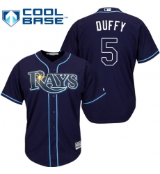 Youth Majestic Tampa Bay Rays #5 Matt Duffy Replica Navy Blue Alternate Cool Base MLB Jersey