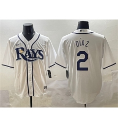 Men's Tampa Bay Rays #2 Yandy Díaz White Cool Base Stitched Baseball Jersey