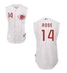 Men's Majestic Cincinnati Reds #14 Pete Rose Authentic White Vest Style MLB Jersey