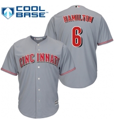 Youth Majestic Cincinnati Reds #6 Billy Hamilton Authentic Grey Road Cool Base MLB Jersey