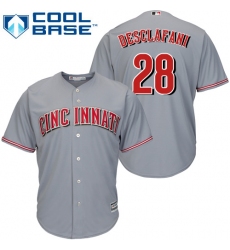Youth Majestic Cincinnati Reds #28 Anthony DeSclafani Authentic Grey Road Cool Base MLB Jersey