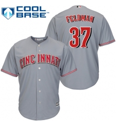 Men's Majestic Cincinnati Reds #37 Scott Feldman Replica Grey Road Cool Base MLB Jersey