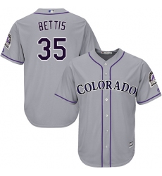 Youth Majestic Colorado Rockies #35 Chad Bettis Authentic Grey Road Cool Base MLB Jersey