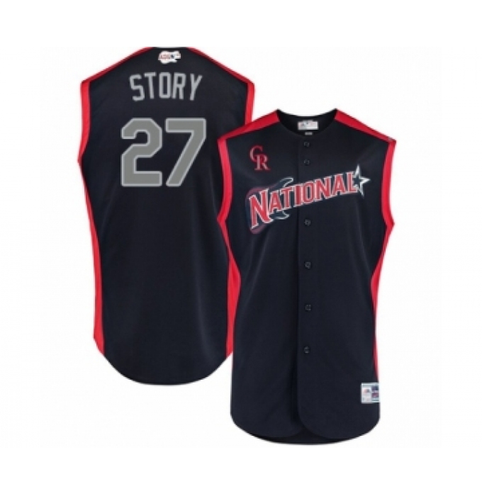Men's Colorado Rockies #27 Trevor Story Authentic Navy Blue National League 2019 Baseball All-Star Jersey