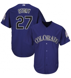 Youth Majestic Colorado Rockies #27 Trevor Story Authentic Purple Alternate 1 Cool Base MLB Jersey
