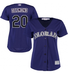 Women's Majestic Colorado Rockies #20 Ian Desmond Authentic Purple Alternate 1 Cool Base MLB Jersey