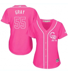 Women's Majestic Colorado Rockies #55 Jon Gray Replica Pink Fashion Cool Base MLB Jersey