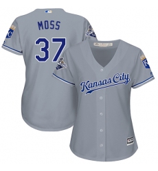 Women's Majestic Kansas City Royals #37 Brandon Moss Replica Grey Road Cool Base MLB Jersey