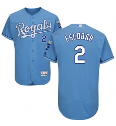 Men's Majestic Kansas City Royals #2 Alcides Escobar Light Blue Alternate Flex Base Authentic Collection MLB Jersey
