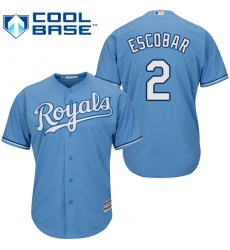 Youth Majestic Kansas City Royals #2 Alcides Escobar Replica Light Blue Alternate 1 Cool Base MLB Jersey