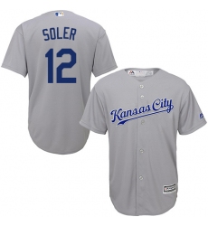 Youth Majestic Kansas City Royals #12 Jorge Soler Authentic Grey Road Cool Base MLB Jersey