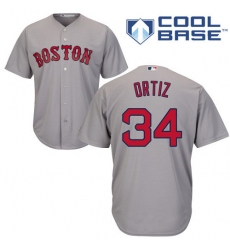 Youth Majestic Boston Red Sox #34 David Ortiz Authentic Grey Road Cool Base MLB Jersey