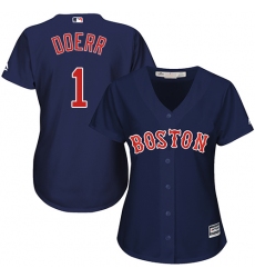 Women's Majestic Boston Red Sox #1 Bobby Doerr Authentic Navy Blue Alternate Road MLB Jersey