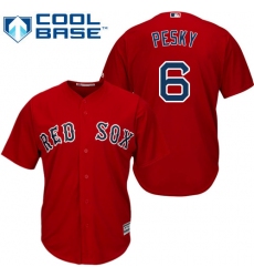Youth Majestic Boston Red Sox #6 Johnny Pesky Authentic Red Alternate Home Cool Base MLB Jersey