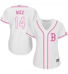 Women's Majestic Boston Red Sox #14 Jim Rice Authentic White Fashion MLB Jersey
