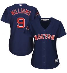 Women's Majestic Boston Red Sox #9 Ted Williams Authentic Navy Blue Alternate Road 2018 World Series Champions MLB Jersey