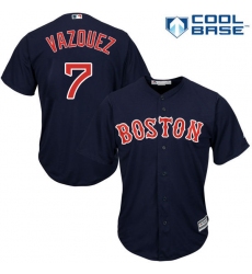 Youth Majestic Boston Red Sox #7 Christian Vazquez Replica Navy Blue Alternate Road Cool Base MLB Jersey