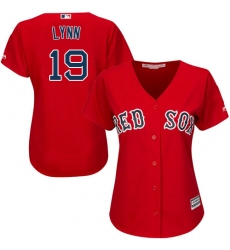 Women's Majestic Boston Red Sox #19 Fred Lynn Authentic Red Alternate Home MLB Jersey