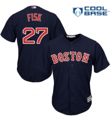 Youth Majestic Boston Red Sox #27 Carlton Fisk Replica Navy Blue Alternate Road Cool Base MLB Jersey