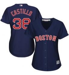 Women's Majestic Boston Red Sox #38 Rusney Castillo Authentic Navy Blue Alternate Road MLB Jersey