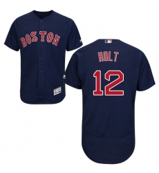 Men's Majestic Boston Red Sox #12 Brock Holt Navy Blue Alternate Flex Base Authentic Collection MLB Jersey