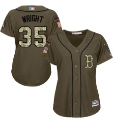 Women's Majestic Boston Red Sox #35 Steven Wright Authentic Green Salute to Service 2018 World Series Champions MLB Jersey