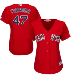 Women's Majestic Boston Red Sox #47 Tyler Thornburg Replica Red Alternate Home MLB Jersey