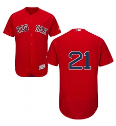 Men's Majestic Boston Red Sox #21 Roger Clemens Red Flexbase Authentic Collection MLB Jersey