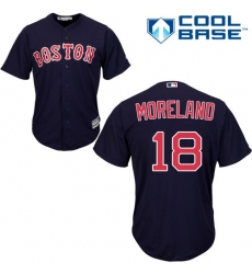 Youth Majestic Boston Red Sox #18 Mitch Moreland Replica Navy Blue Alternate Road Cool Base MLB Jersey