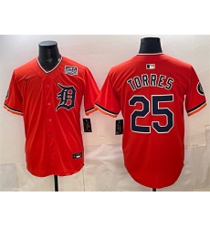 Men's Detroit Tigers #25 Gleyber Torres Orange 2026 Alternate USA 250 Vapor Premier Limited Stitched Baseball Jersey