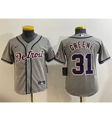 Youth Detroit Tigers #31 Riley Greene Gray Cool Base Stitched Baseball Jersey