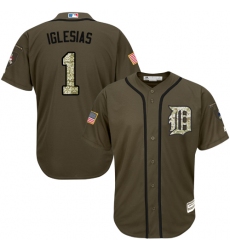 Youth Majestic Detroit Tigers #1 Jose Iglesias Authentic Green Salute to Service MLB Jersey