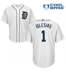 Youth Majestic Detroit Tigers #1 Jose Iglesias Authentic White Home Cool Base MLB Jersey