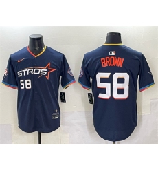 Men's Houston Astros #58 Hunter Brown Navy 2025 City Connect Limited Stitched Baseball Jersey