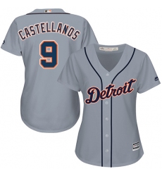 Women's Majestic Detroit Tigers #9 Nick Castellanos Replica Grey Road Cool Base MLB Jersey