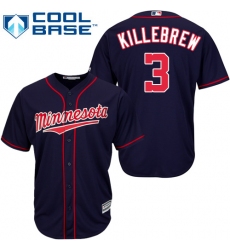 Youth Majestic Minnesota Twins #3 Harmon Killebrew Replica Navy Blue Alternate Road Cool Base MLB Jersey