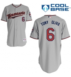 Men's Majestic Minnesota Twins #6 Tony Oliva Authentic Grey Road Cool Base MLB Jersey