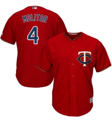 Youth Majestic Minnesota Twins #4 Paul Molitor Replica Scarlet Alternate Cool Base MLB Jersey